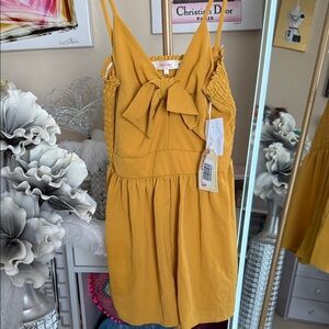 Stella Tweed Mustard Jumpsuit with Bow